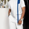 Suitmens Men's White printed short-sleeved suit 3 colors 156