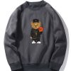 Basketball Bear Print Sweatshirt