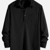 Long Sleeve Polo Collar Corduroy Shirt