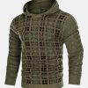 Slim Fit Knitted Plaid Paneled Hooded Sweater