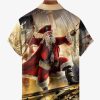 Christmas Pirate Santa Chest Pocket Short Sleeve Hawaiian Shirt