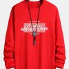 Long Sleeve Slogan Print Cotton T-Shirt