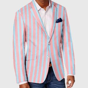 98e682052d5c271361e3864ab8d7cf0c8e3d8d781edd3202a0f946758321b1fe.jpg Pink Fashion Stripe Lapel Collar Single Breasted Blazer