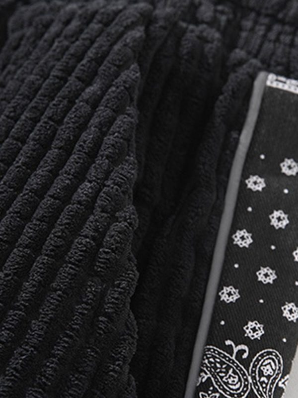 Corduroy Paisley Print Panel Pants