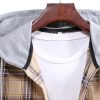 Plaid Drawstring Hooded Shirt