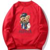 Baseball Jacket Bear Print Raglan Sleeve Sweatshirt