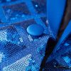 Elegant Plaid Sequin Shawl Lapel One Button Slim Fit Blazer