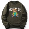 Worldwide Bear Print Raglan Sleeves Sweatshirt