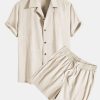 Textured Cotton Revere Shirt & 5" Shorts