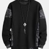 Paisley Print Panel Waffle Sweatshirt & Waffle Jogger Pants