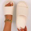 Thick-bottomed Solid Color Bathroom Home Sports Slippers, Beige Women's Slippers