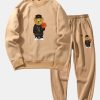 Basketball Bear Print Sweatshirt & Jogger Pants