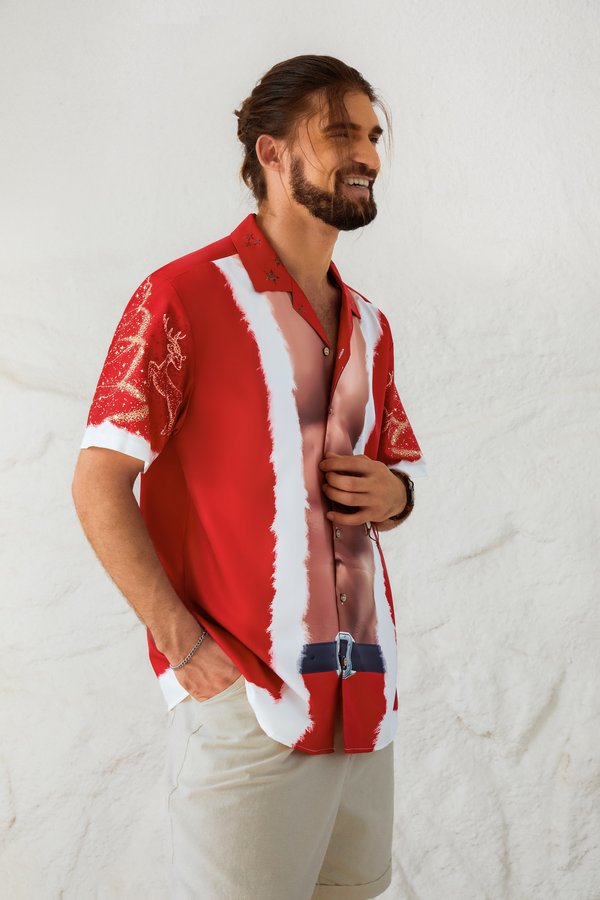 a27e3c984752be0b344ba649beb2fd4aab29388ada167183bfa4fe7f4139cf63.jpg Men's New Santa Outfit Print Casual Breathable Hawaiian Short Sleeve Shirt