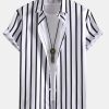 Stripe Print Button Up Shirt & Swim Shorts