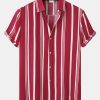 Stripe Print Button Up Shirt & Swim Shorts