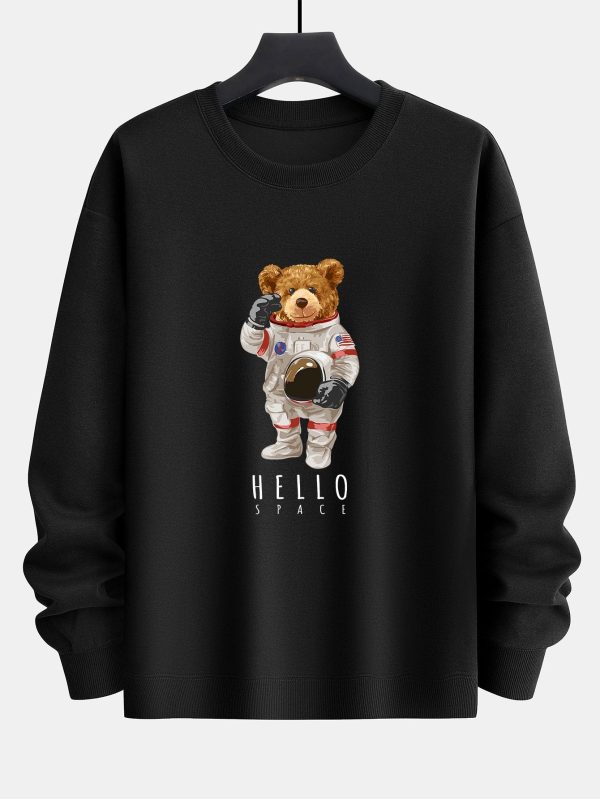 Astronaut Bear Print Relax Fit Sweatshirt