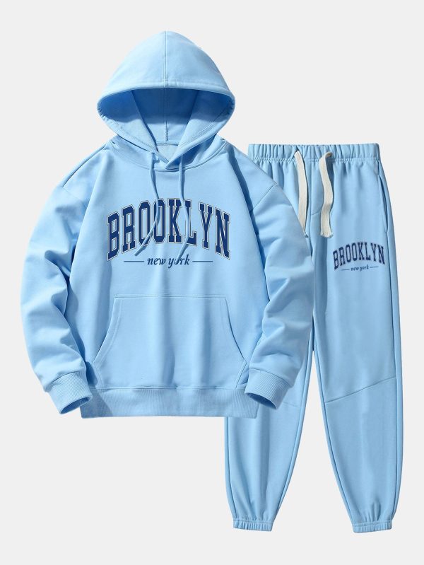 Brooklyn Print Cotton Blend Hoodie & Jogger Pants
