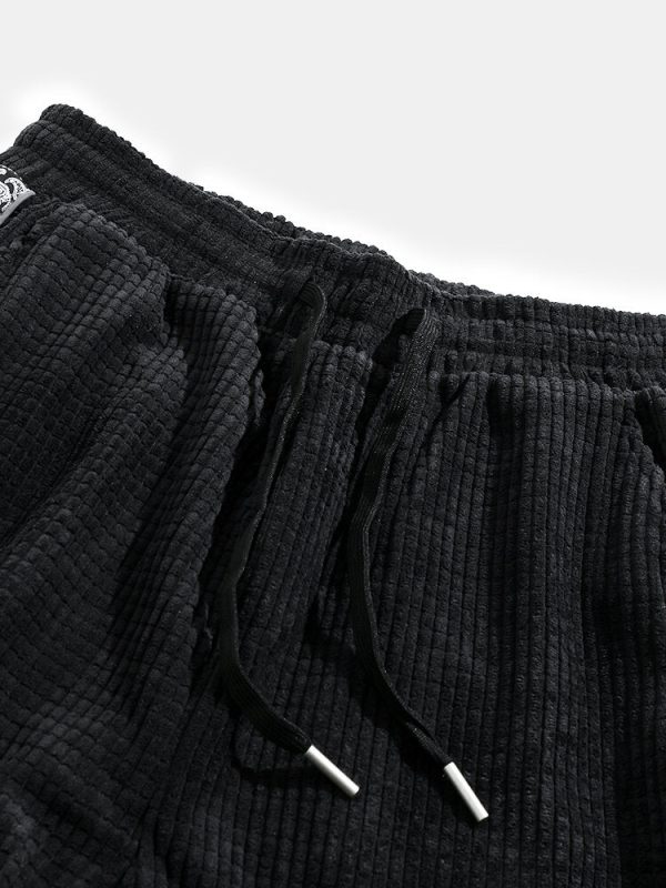 Corduroy Paisley Print Panel Pants