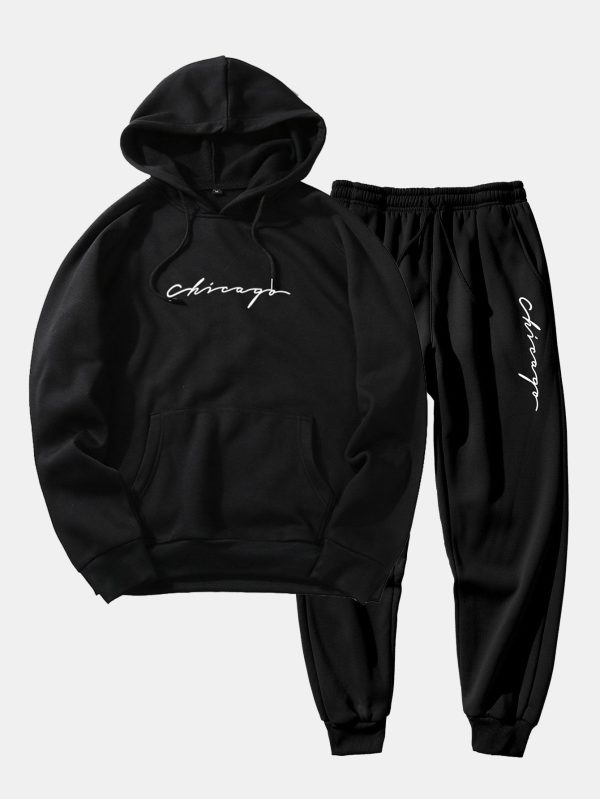Chicago Print Raglan Hoodie & & Jogger Pants