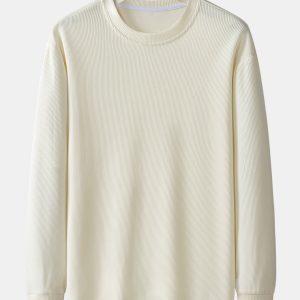 Long Sleeve Relax Fit Knit Ribbed T-Shirt