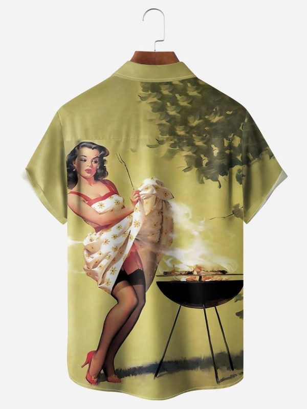 a772db395cfe13933025a63225db44692c53ab64b11628bc5b2ceeeeca1fb3e5.jpg Retro Beauty Chest Pocket Short Sleeve Hawaiian Shirt