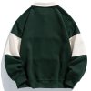 Relax Fit Color Block Patchwork Polo Sweatshirt