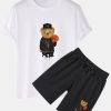 Basketball Bear Print T-Shirt & Shorts