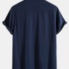 Linen Rayon Blend Button Up Shirt & Straight Leg Linen Pants