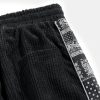 Corduroy Paisley Print Panel Pants