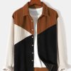 Long Sleeve Color Block Corduroy Shirt