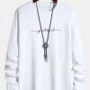 Long Sleeve Grateful Print Cotton T-Shirt