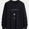 Long Sleeve Grateful Print Cotton T-Shirt
