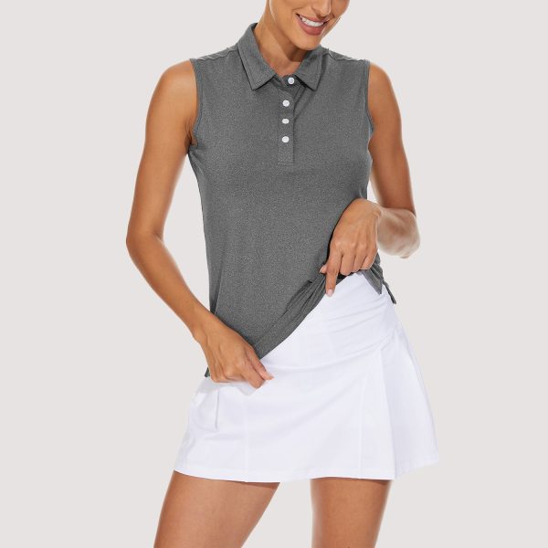 Women's Polo T-Shirts Sleeveless Tennis Golf Tee Shirts 4-Button