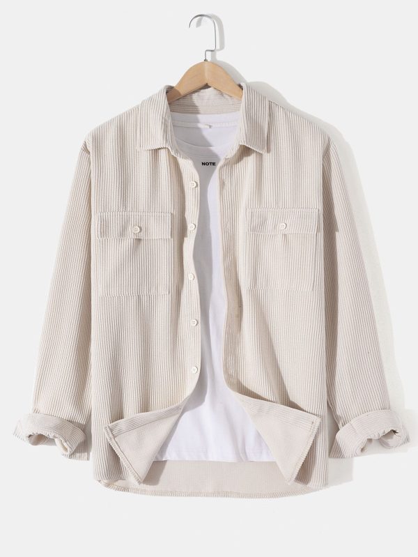 Long Sleeved Corduroy Button Up Shirt With Pockets