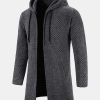 Long Line Textured Hooded Sweater