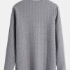 Long Sleeve Muscle Fit Knitted Textured Henley Shirt