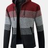 Zip Up Striped Hooded Sweater