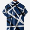 Geometric Lines Chest Pocket Short Sleeve Casual Shirt