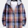 Contrast Hoodie Plaid Shirt