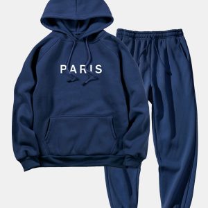 Paris Print Raglan Hoodie & Jogger Pants