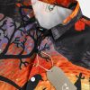 Men's Halloween Cat Print Casual Breathable Short Sleeve Shirt