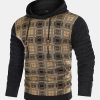 Slim Fit Knitted Plaid Paneled Hooded Sweater