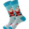 Christmas Cotton Jacquard Santa, Elk, Snowflake Pattern Socks, Festive Matching Red Socks