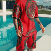 Men's Tiger Print Short Sleeve Two-Piece Set 3 Colors
