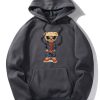 Denim Bear Print Hoodie