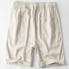 Short Sleeve Half Button Fly Henley Collar Shirt & Linen Cotton Blend 11" Shorts