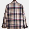 Men Button Front Plaid Shirt