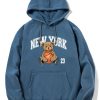 New York Basketball Bear Print Hoodie