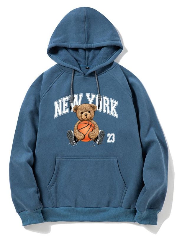New York Basketball Bear Print Hoodie