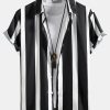 Striped Print Button Up Shirt & Swim Shorts